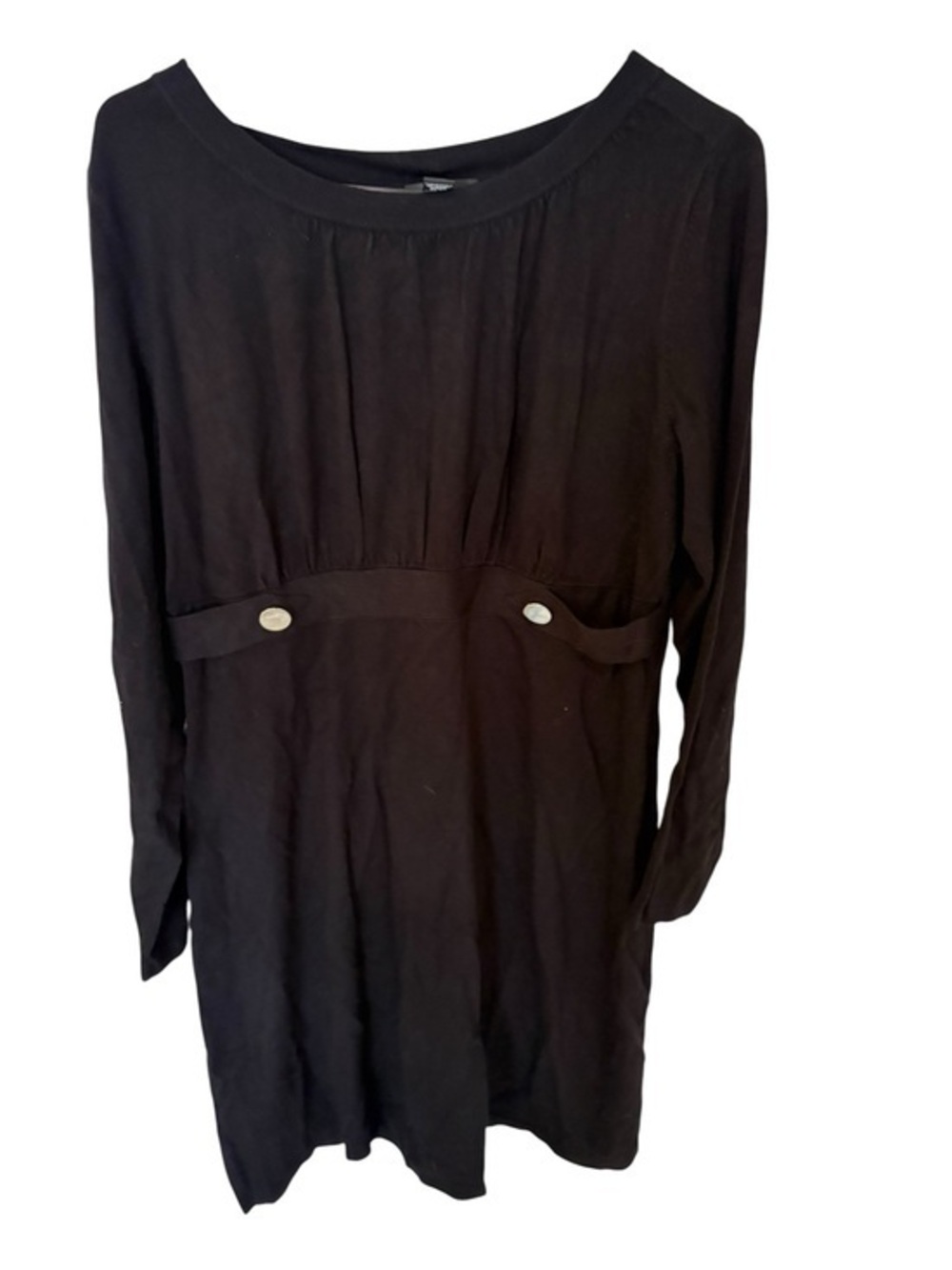Alfani Black Long-Sleeve Empire Waist Dress with Button Tabs